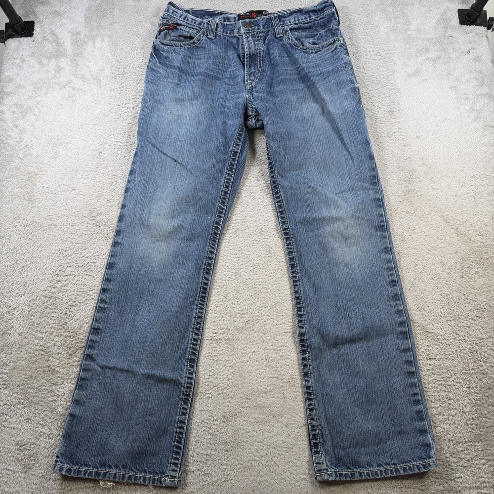 Ariat FR Jeans Mens 34x34 (Fit 32x32) Blue Denim M4 Relaxed Boot Cut Workwear